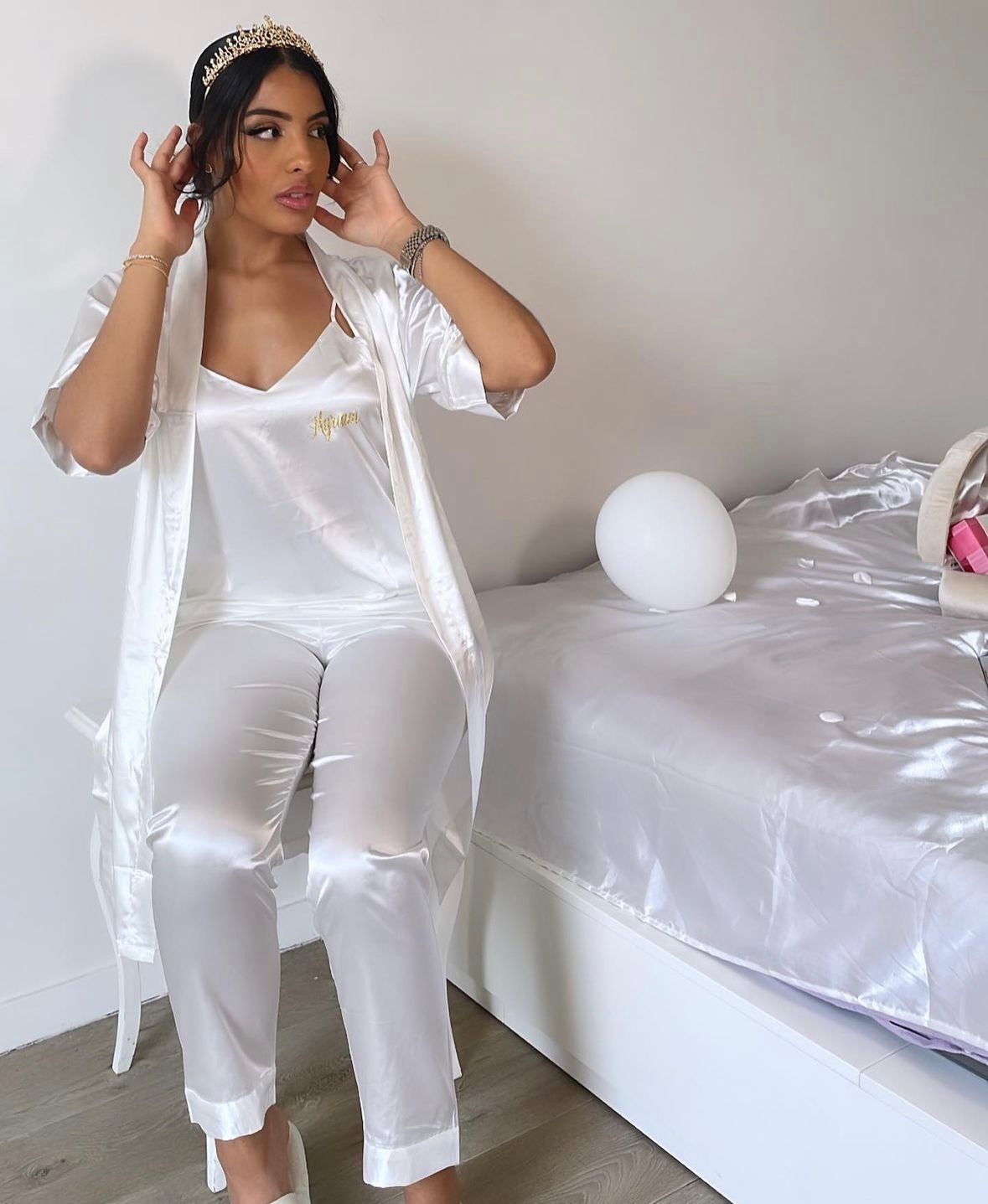 ENSEMBLE DE PYJAMA 3 PIECES (debardeur pantalon peignoir)